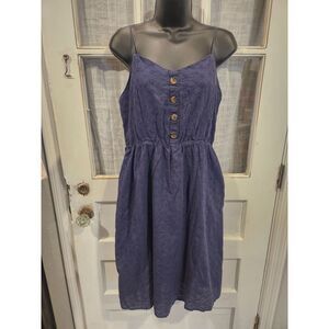 205 Collins Navy Blue Button Front Tank Top Dress with‎ Pockets